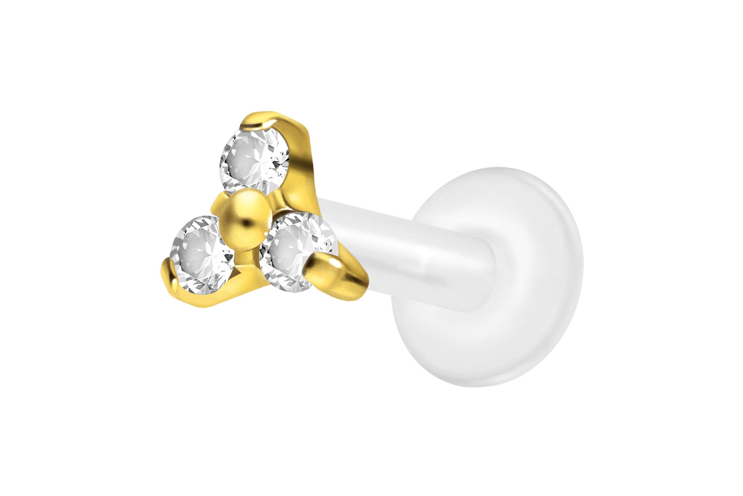PTFE Labret Piercing mit Innengewinde + Titan-Aufsatz KRISTALLBLUME
